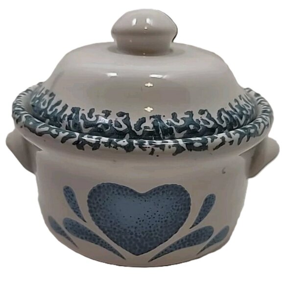 Vintage 1990 Corelle Blue Hearts Individual Casserole 1 with Lid, 1 without Lid - Picture 1 of 4